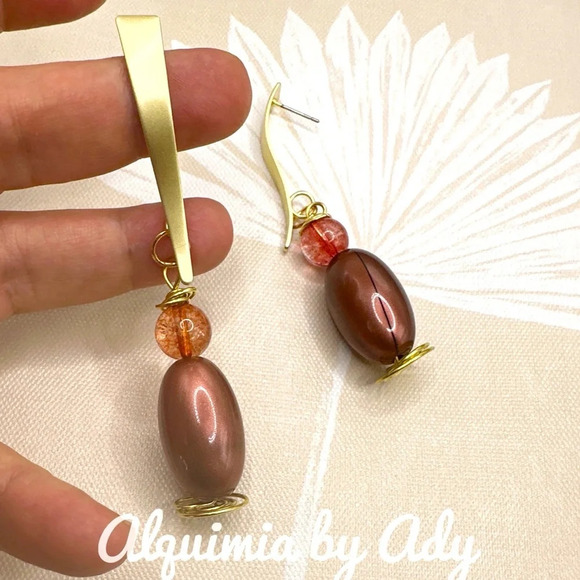 Red Tourmaline oversized extra long big dangle drop statement vintage earrings - Picture 1 of 4